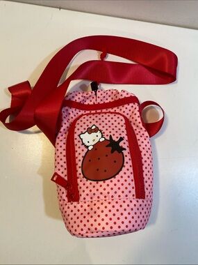 Hello Kitty Sanrii  Pink and Red Strawberry Mini Shoulder Crossbody  Bag